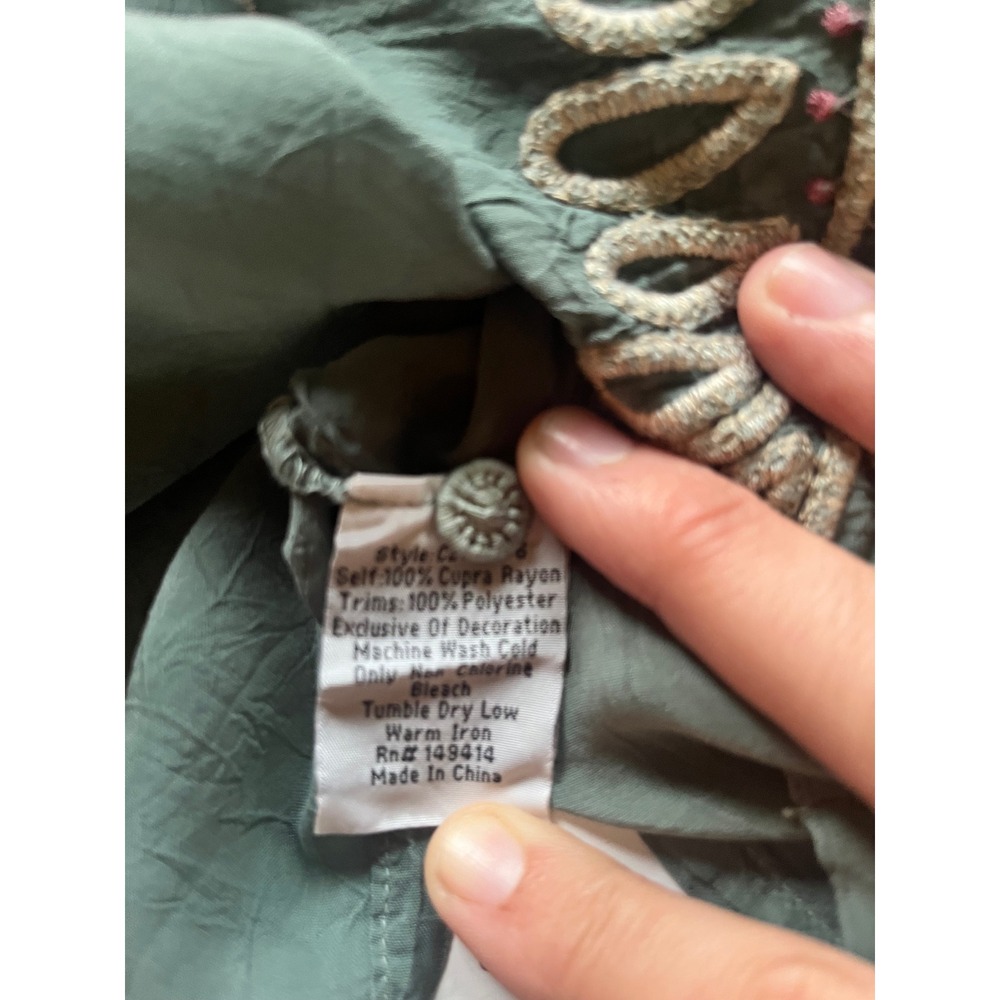 Johnny Was Syn Jenny Kas Embroidered Tunic Top XL Sage Green Boho Floral C34818 - Picture 6 of 9